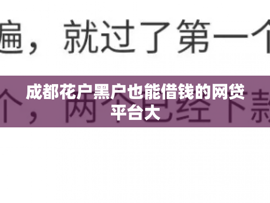 成都花户黑户也能借钱的网贷平台大