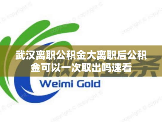 武汉离职公积金大离职后公积金可以一次取出吗速看