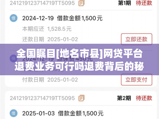 全国瞩目[地名市县]网贷平台退费业务可行吗退费背后的秘密