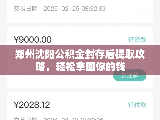 郑州沈阳公积金封存后提取攻略，轻松拿回你的钱