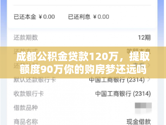 成都公积金贷款120万，提取额度90万你的购房梦还远吗
