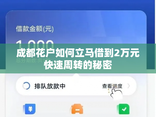 成都花户如何立马借到2万元快速周转的秘密