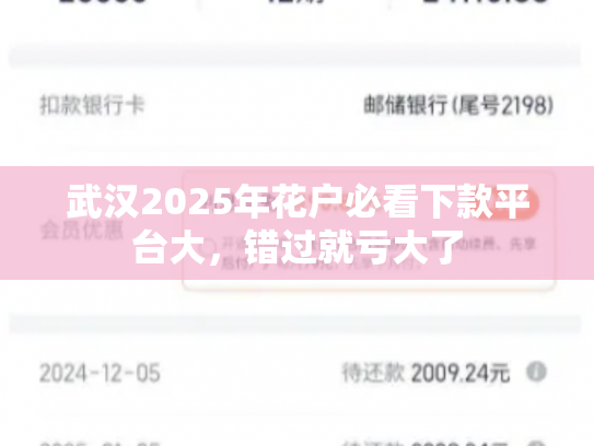 武汉2025年花户必看下款平台大，错过就亏大了