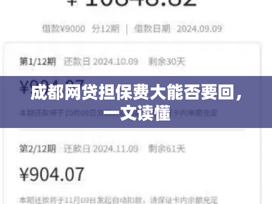 成都网贷担保费大能否要回，一文读懂