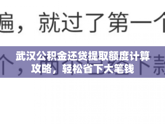 武汉公积金还贷提取额度计算攻略，轻松省下大笔钱