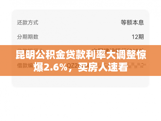 昆明公积金贷款利率大调整惊爆2.6%，买房人速看