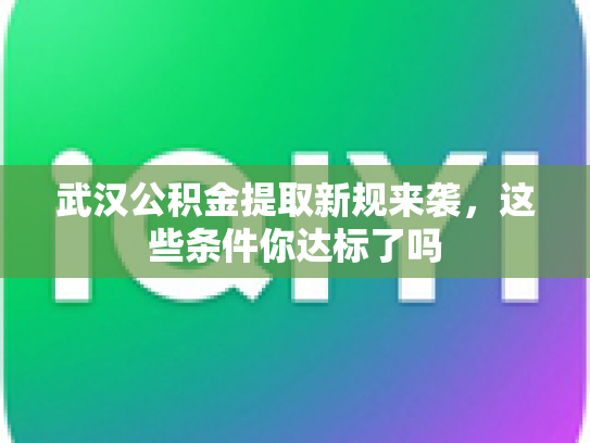 武汉公积金提取新规来袭，这些条件你达标了吗