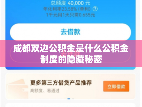 成都双边公积金是什么公积金制度的隐藏秘密