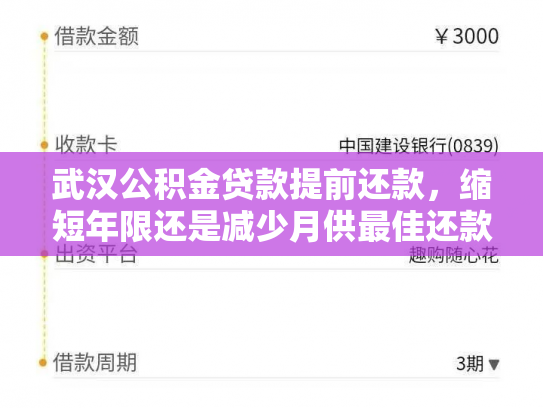 武汉公积金贷款提前还款，缩短年限还是减少月供最佳还款步骤