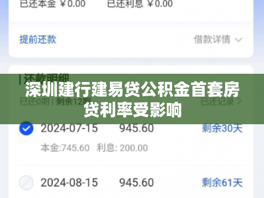 深圳建行建易贷公积金首套房贷利率受影响