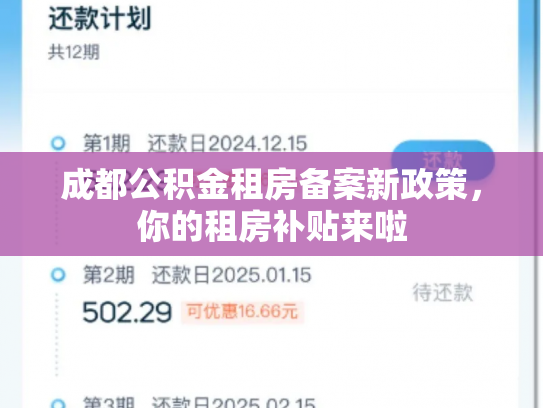 成都公积金租房备案新政策，你的租房补贴来啦