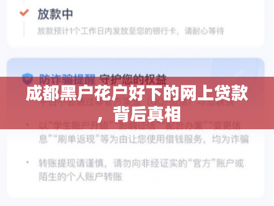 成都黑户花户好下的网上贷款,背后真相