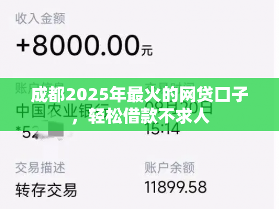 成都2025年最火的网贷口子，轻松借款不求人