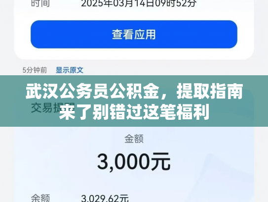 武汉公务员公积金，提取指南来了别错过这笔福利