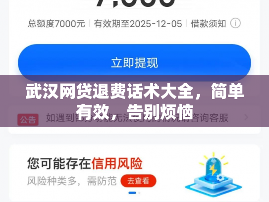 武汉网贷退费话术大全，简单有效，告别烦恼