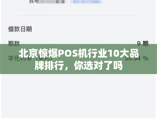 北京惊爆POS机行业10大品牌排行，你选对了吗
