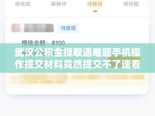 武汉公积金提取遇难题手机操作提交材料竟然提交不了速看解决办法
