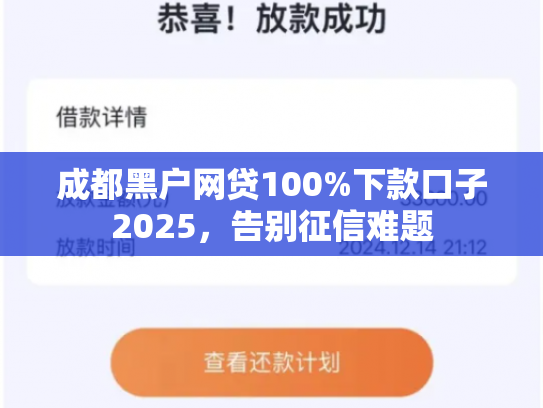 成都黑户网贷100%下款口子2025，告别征信难题