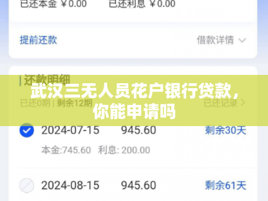 武汉三无人员花户银行贷款，你能申请吗