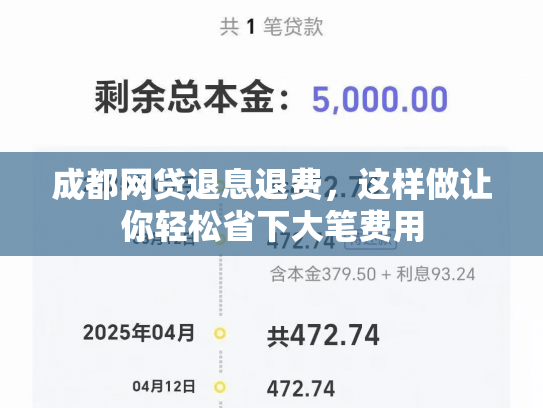 成都网贷退息退费，这样做让你轻松省下大笔费用