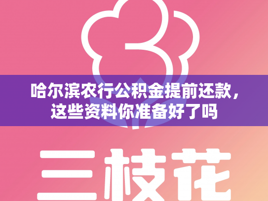 哈尔滨农行公积金提前还款，这些资料你准备好了吗