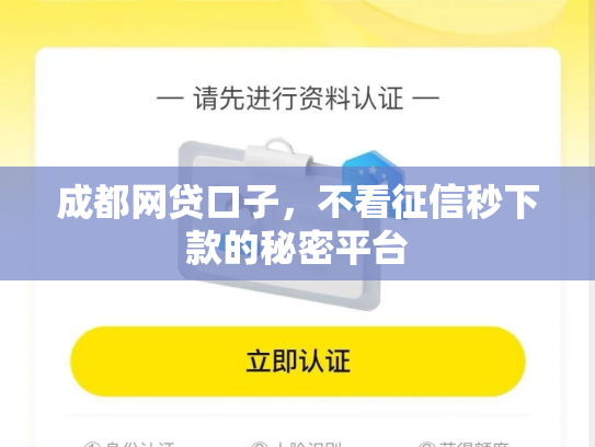 成都网贷口子，不看征信秒下款的秘密平台