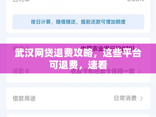 武汉网贷退费攻略，这些平台可退费，速看