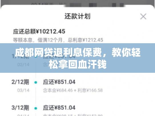 成都网贷退利息保费，教你轻松拿回血汗钱