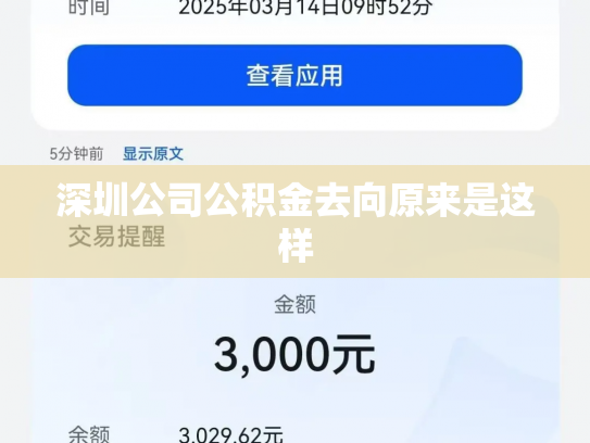 深圳公司公积金去向原来是这样