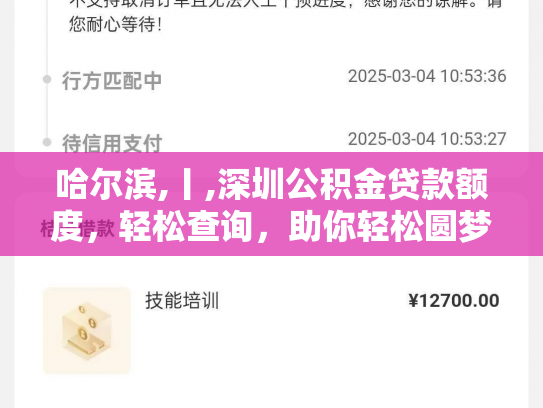 哈尔滨,丨,深圳公积金贷款额度，轻松查询，助你轻松圆梦购房