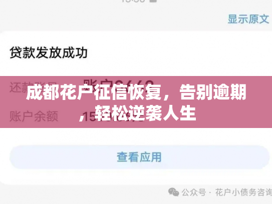成都花户征信恢复，告别逾期，轻松逆袭人生