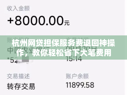 杭州网贷担保服务费退回神操作，教你轻松省下大笔费用