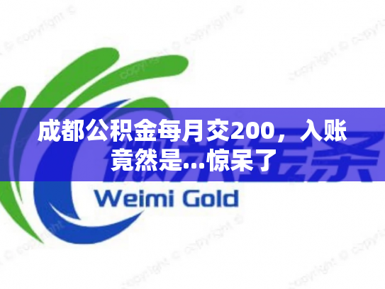 成都公积金每月交200，入账竟然是...惊呆了