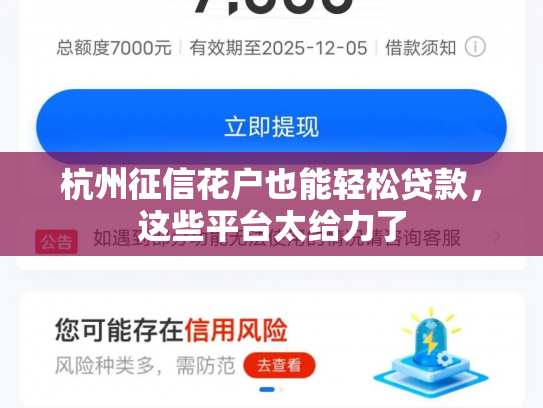 杭州征信花户也能轻松贷款，这些平台太给力了