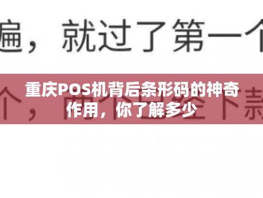 重庆POS机背后条形码的神奇作用，你了解多少