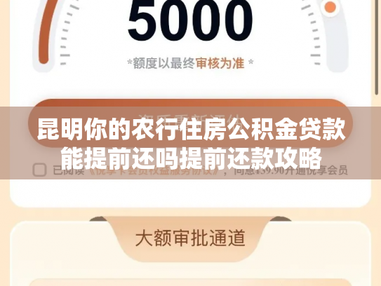 昆明你的农行住房公积金贷款能提前还吗提前还款攻略