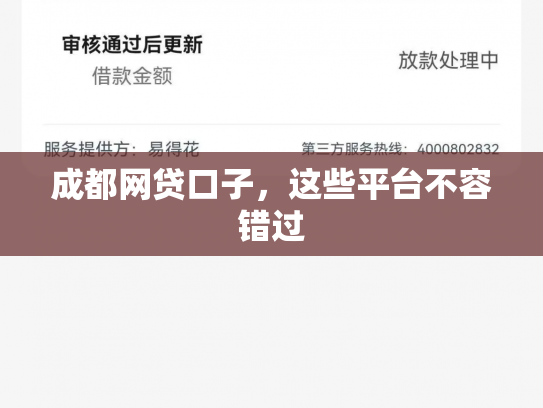 成都网贷口子，这些平台不容错过