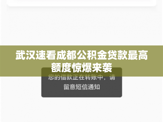 武汉速看成都公积金贷款最高额度惊爆来袭