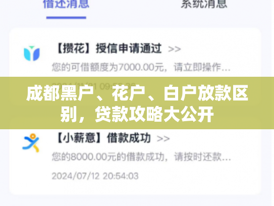 成都黑户、花户、白户放款区别，贷款攻略大公开