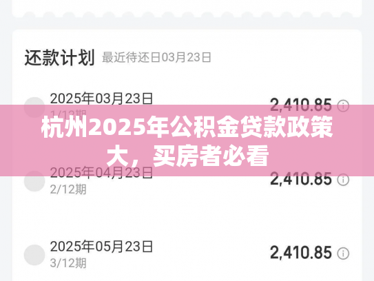 杭州2025年公积金贷款政策大，买房者必看