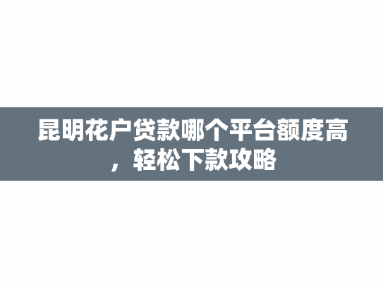 昆明花户贷款哪个平台额度高，轻松下款攻略