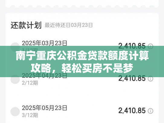南宁重庆公积金贷款额度计算攻略，轻松买房不是梦