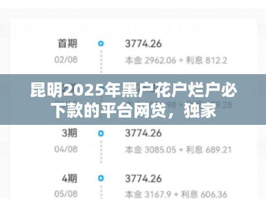 昆明2025年黑户花户烂户必下款的平台网贷，独家