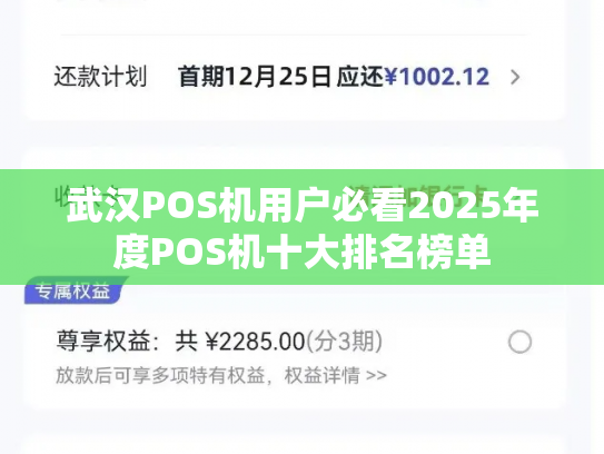 武汉POS机用户必看2025年度POS机十大排名榜单