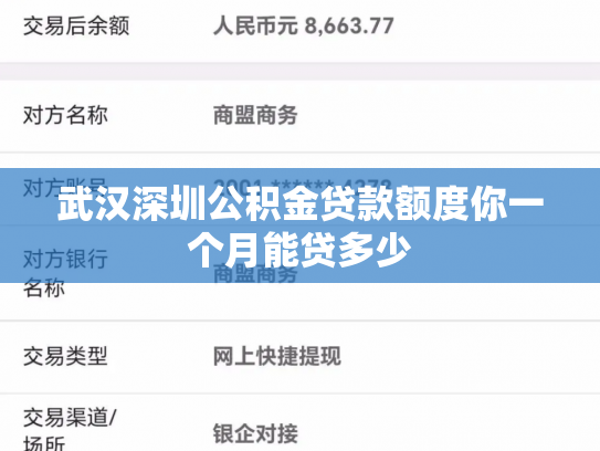 武汉深圳公积金贷款额度你一个月能贷多少