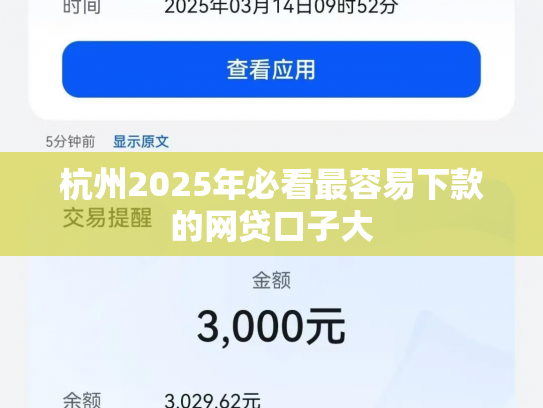 杭州2025年必看最容易下款的网贷口子大