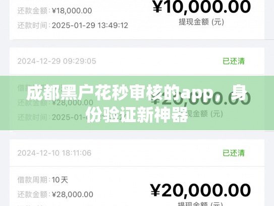 成都黑户花秒审核的app，身份验证新神器