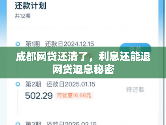 成都网贷还清了，利息还能退网贷退息秘密