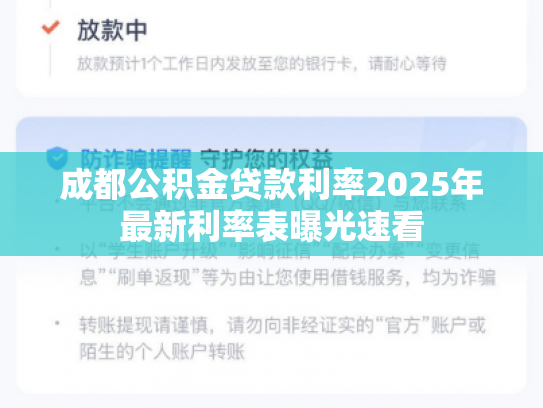成都公积金贷款利率2025年最新利率表曝光速看