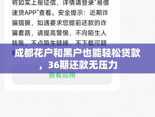成都花户和黑户也能轻松贷款，36期还款无压力